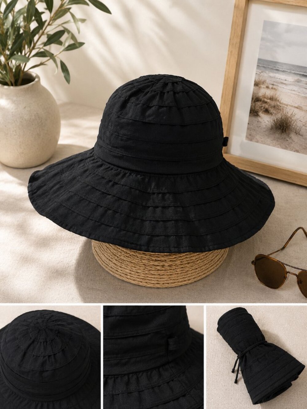 San Diego Hat Company Black Ruffle Cloche Bucket Hat One Size A231992